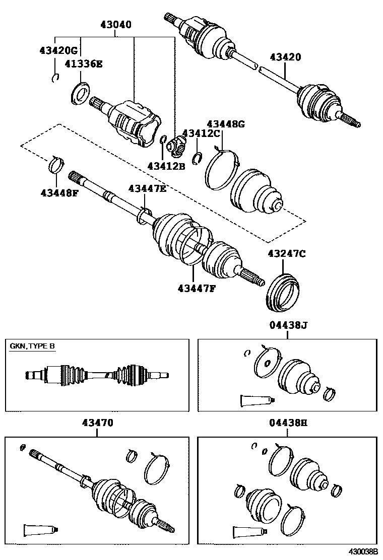 Toyota CAMRY Front Drive Shaft EPC diagram — 430038B