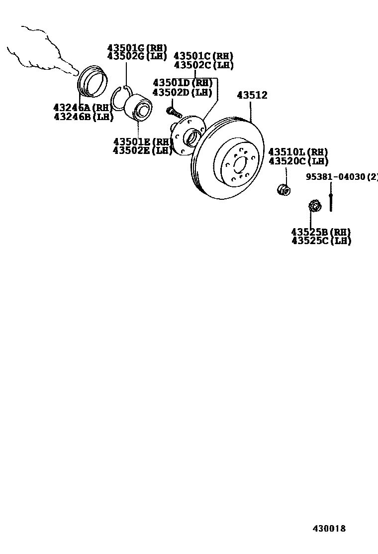 Toyota CAMRY Front Axle Hub EPC diagram — 430018A