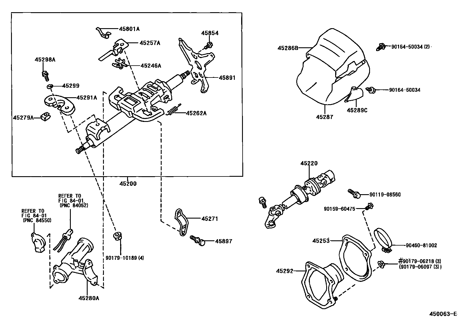 Toyota CAMRY Steering Column & Shaft EPC diagram — 450063E