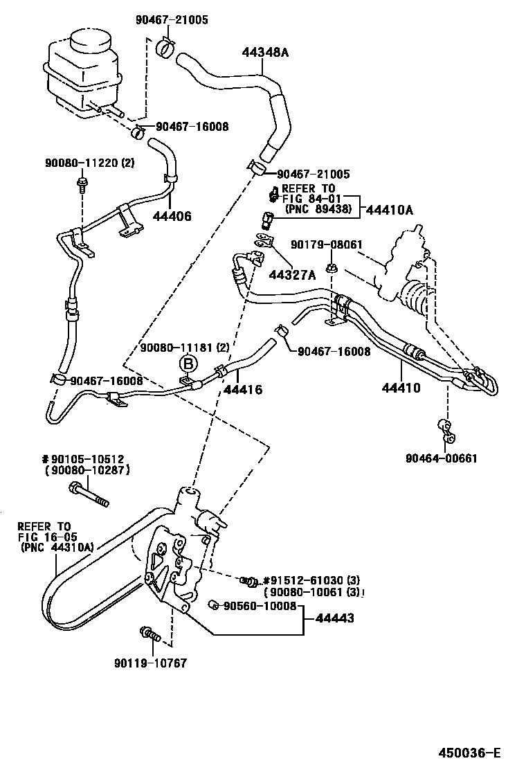 Toyota CAMRY 动力转向配管 EPC diagram — 450036E