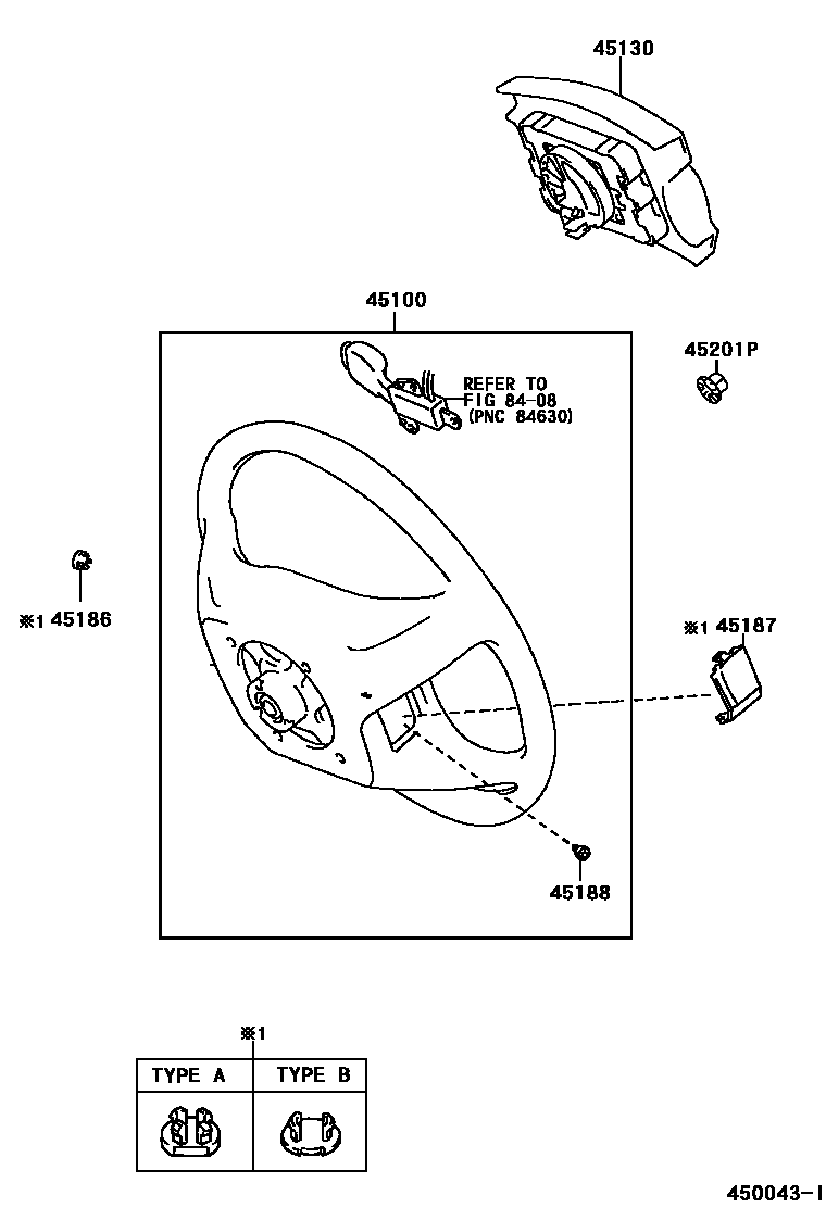 Toyota CAMRY Steering Wheel EPC diagram — 450043I
