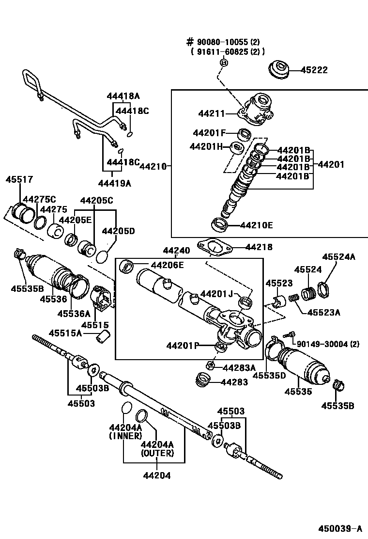Toyota CAMRY 前转向齿轮和连杆 EPC diagram — 450039A