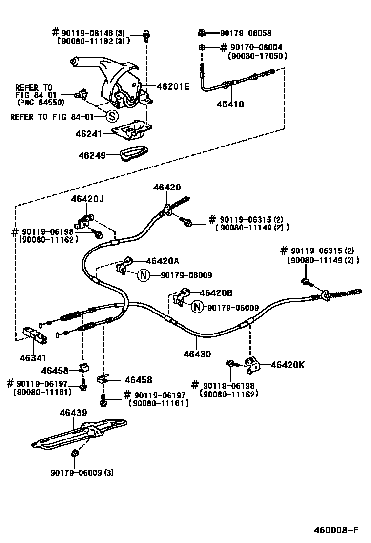 Toyota CAMRY Parking Brake & Cable EPC diagram — 460008F