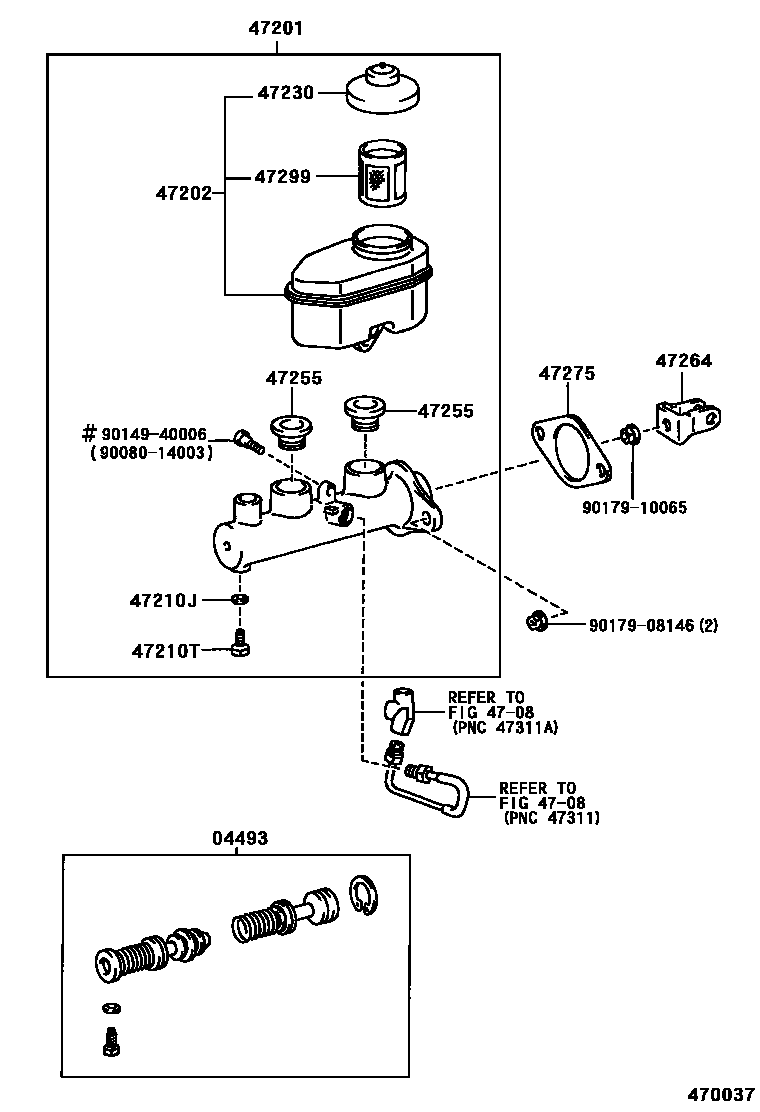 Toyota CAMRY 制动总泵 EPC diagram — 470037