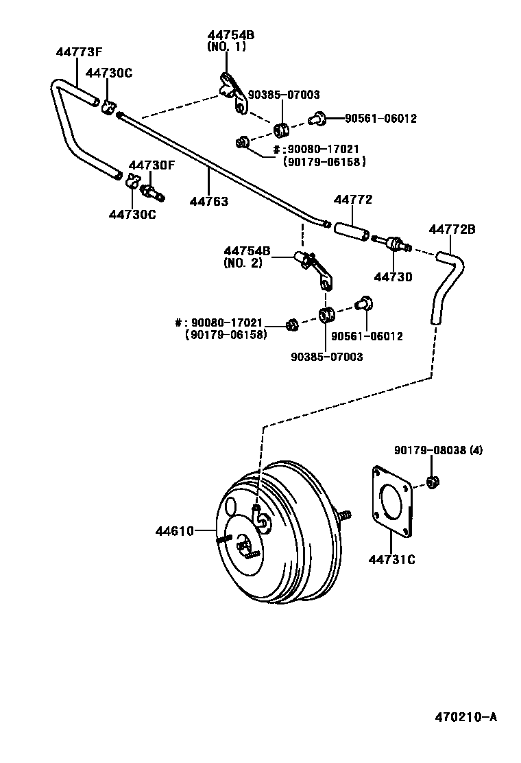 Toyota CAMRY 制动助力器和真空管 EPC diagram — 470210A