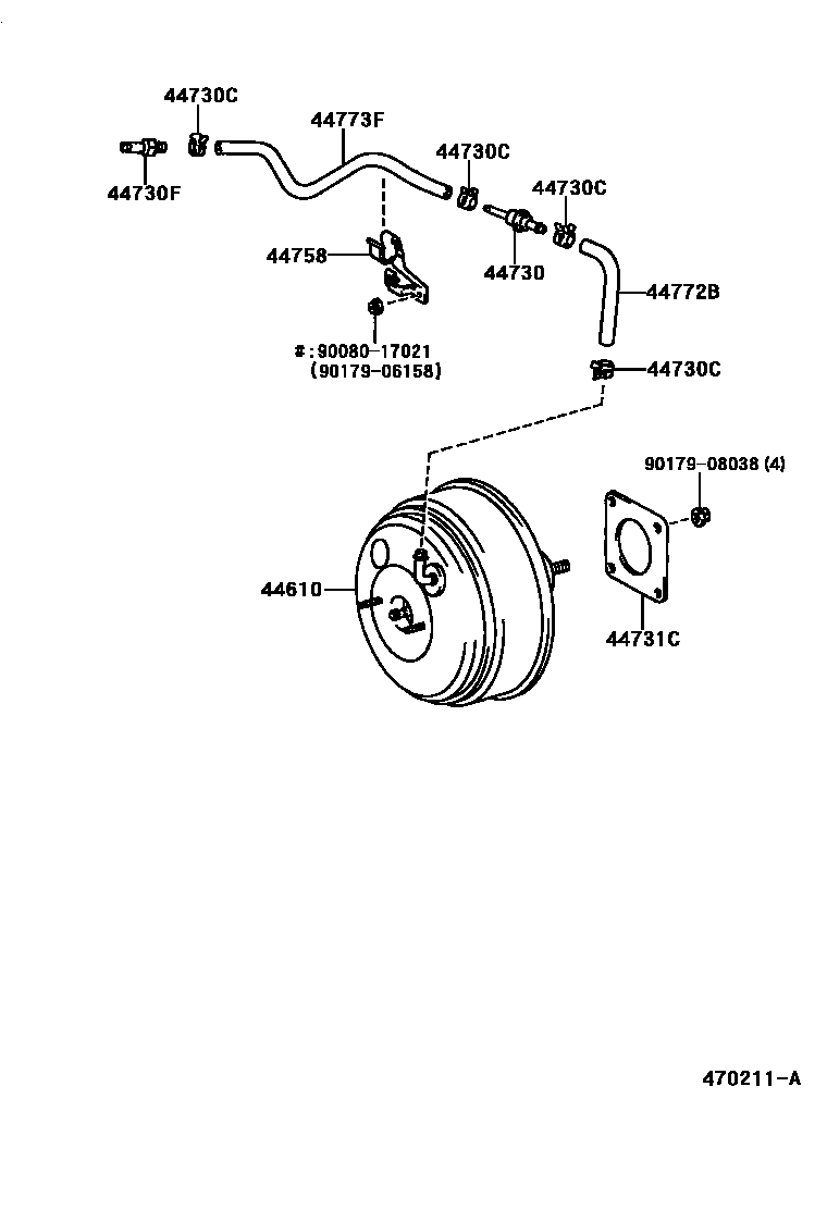Toyota CAMRY 制动助力器和真空管 EPC diagram — 470211A