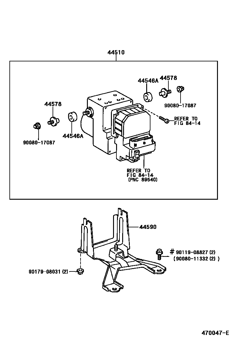 Toyota CAMRY 制动配管和卡箍 EPC diagram — 470047E