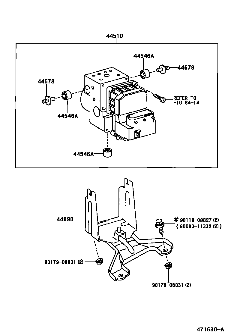 Toyota CAMRY 制动配管和卡箍 EPC diagram — 471630A