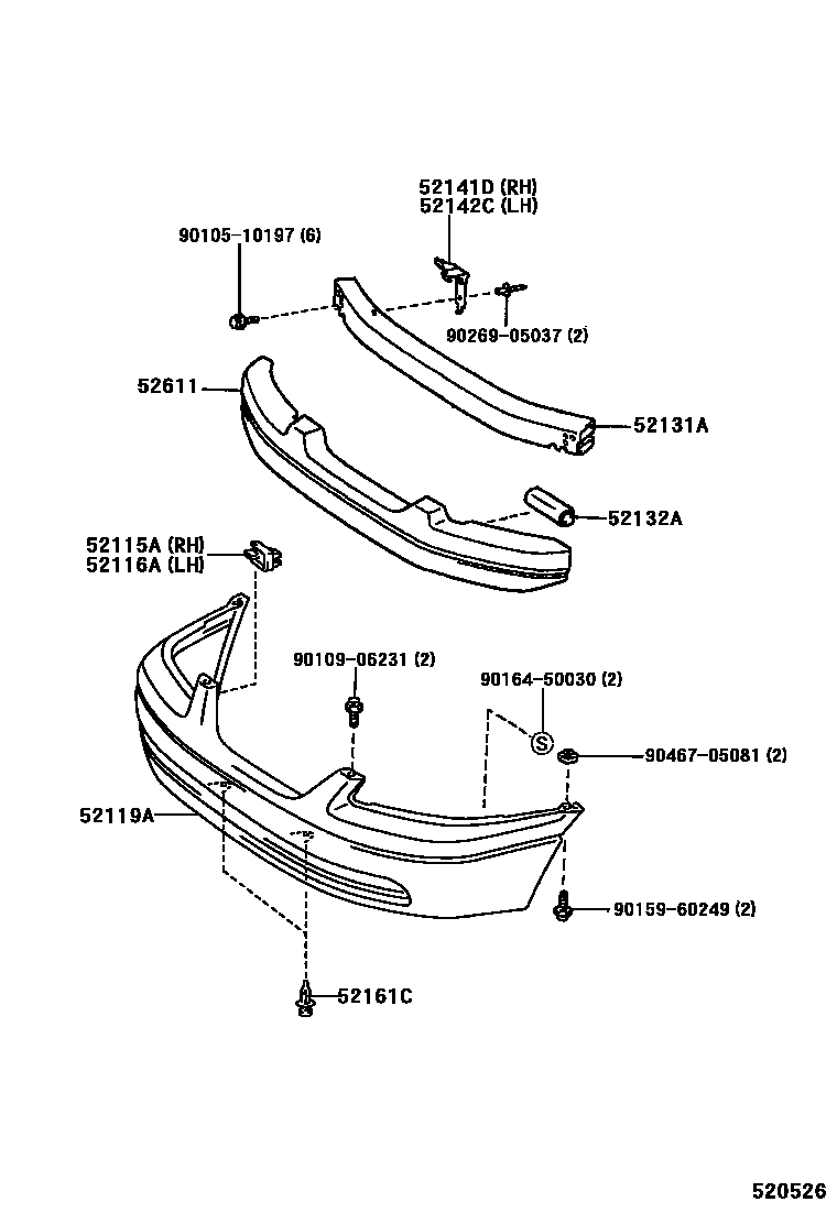 Toyota CAMRY 前保险杠及附件 EPC diagram — 520526