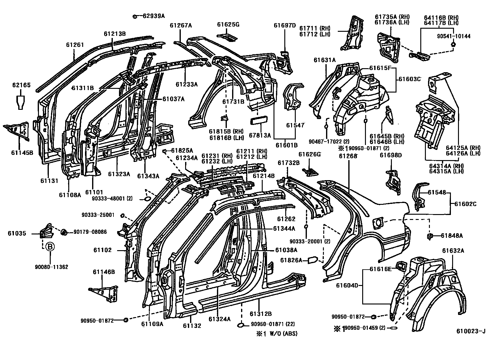 Toyota CAMRY 侧梁 EPC diagram — 610023J