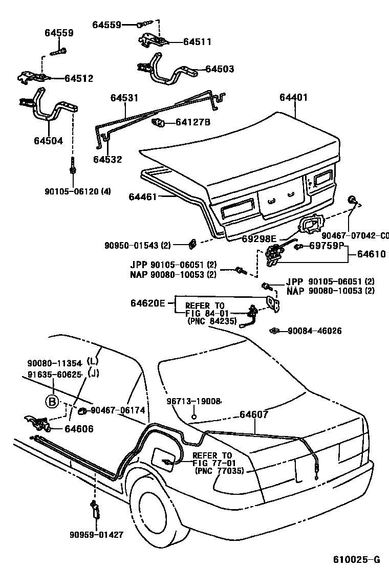 Toyota CAMRY 行李箱门和行李箱锁 EPC diagram — 610025G