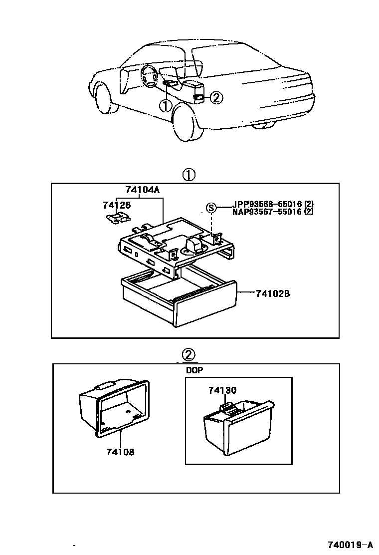 Toyota CAMRY 烟灰盒 EPC diagram — 740019A