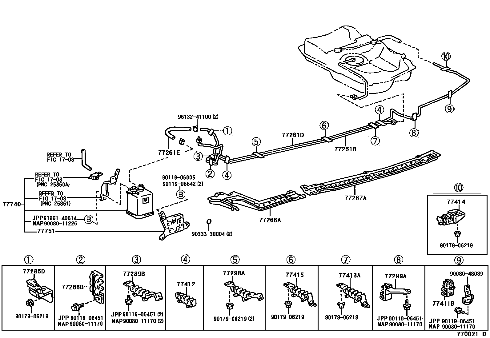 Toyota CAMRY 燃油箱和燃油管 EPC diagram — 770021D