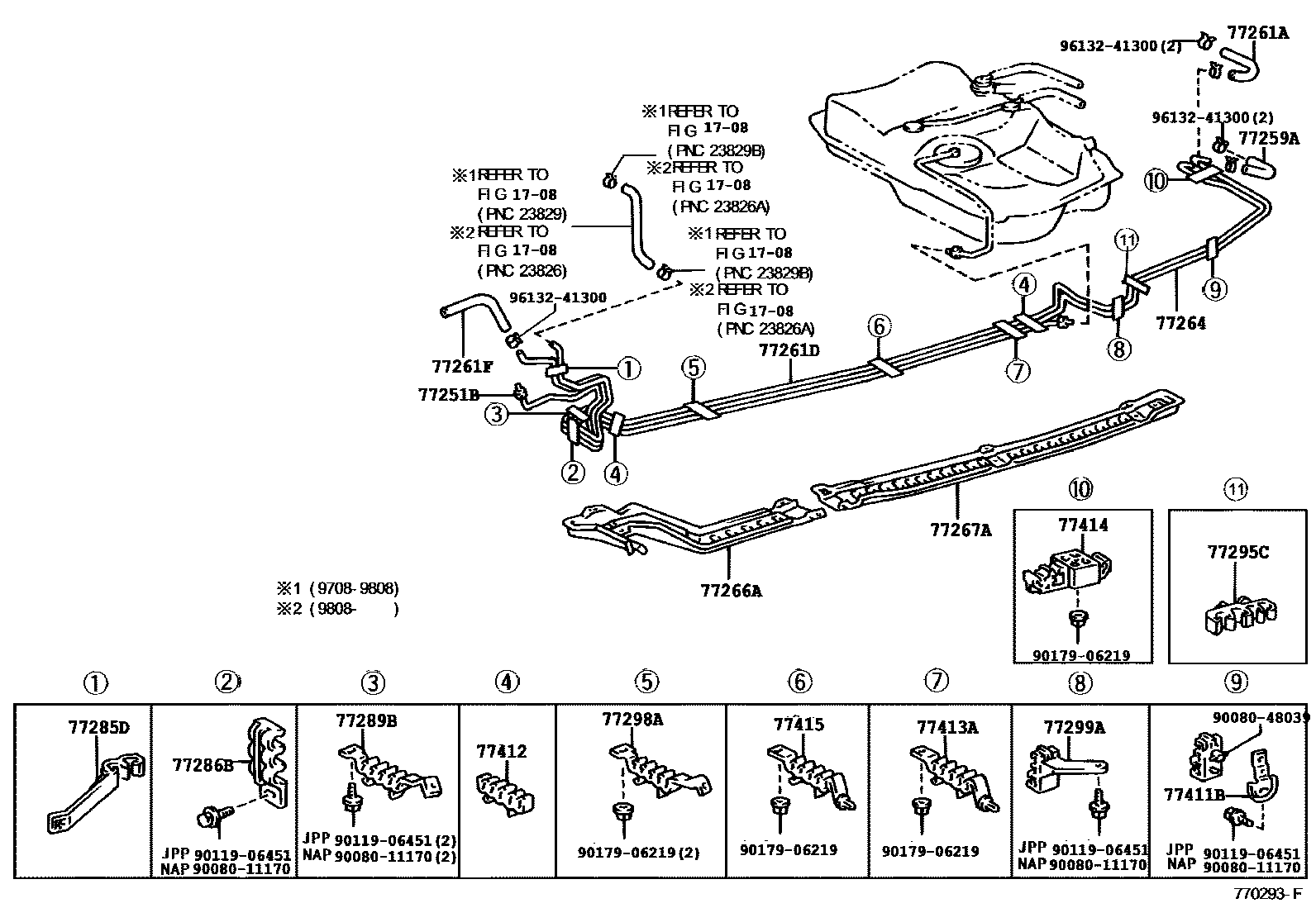 Toyota CAMRY 燃油箱和燃油管 EPC diagram — 770293F