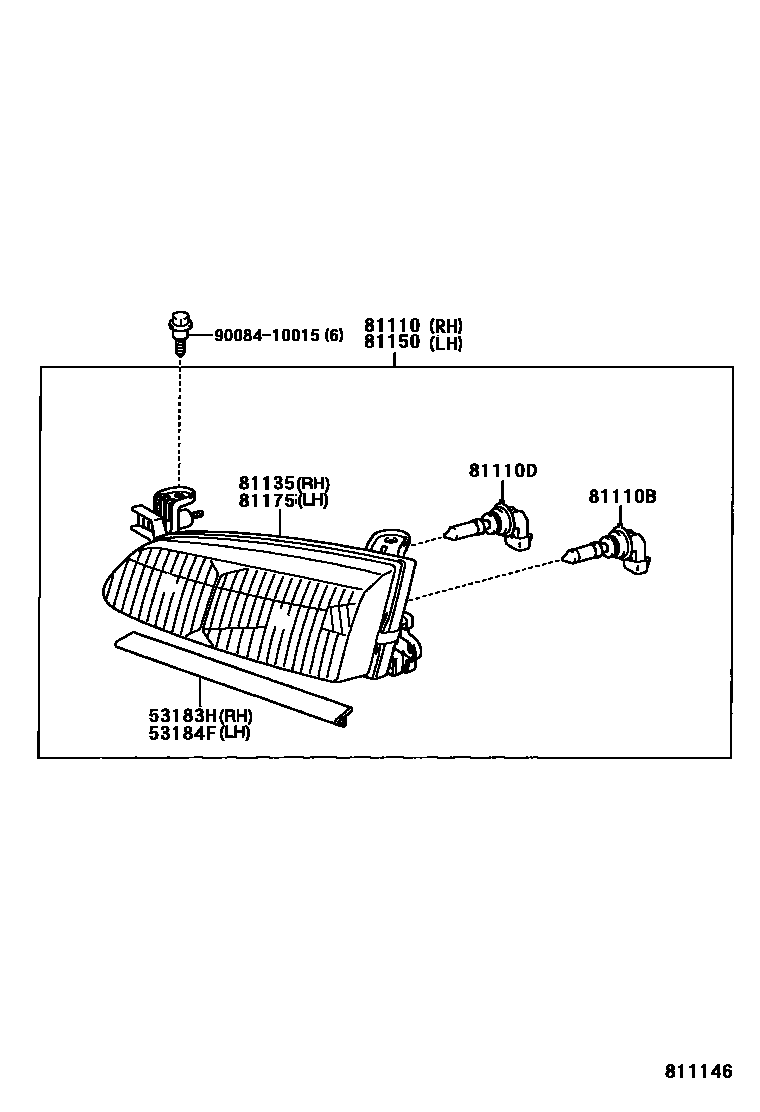Toyota CAMRY Headlamp EPC diagram — 811146