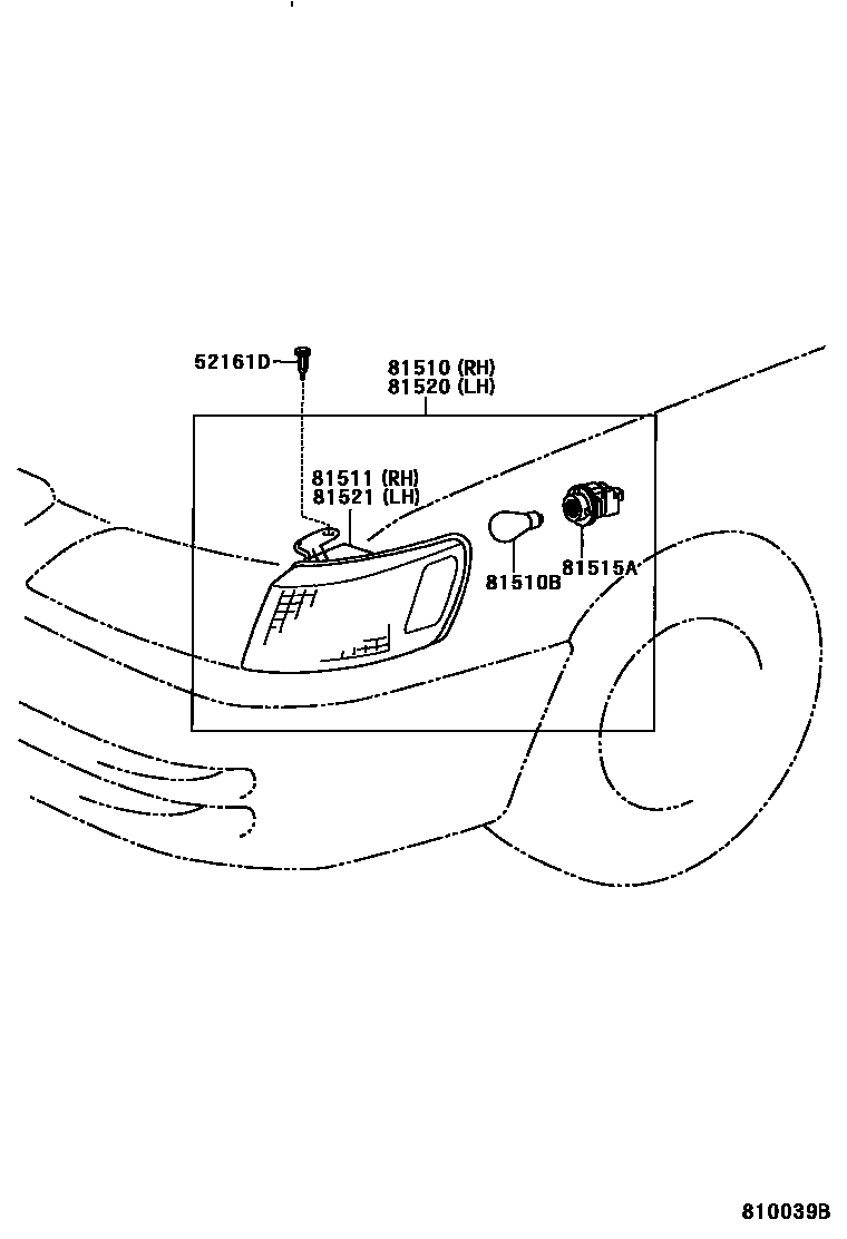 Toyota CAMRY 前转向灯 EPC diagram — 810039B