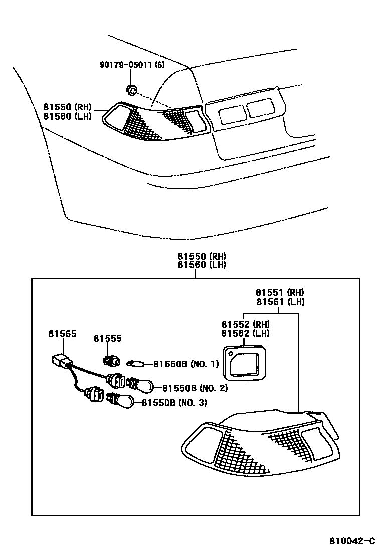 Toyota CAMRY 后组合灯 EPC diagram — 810042C