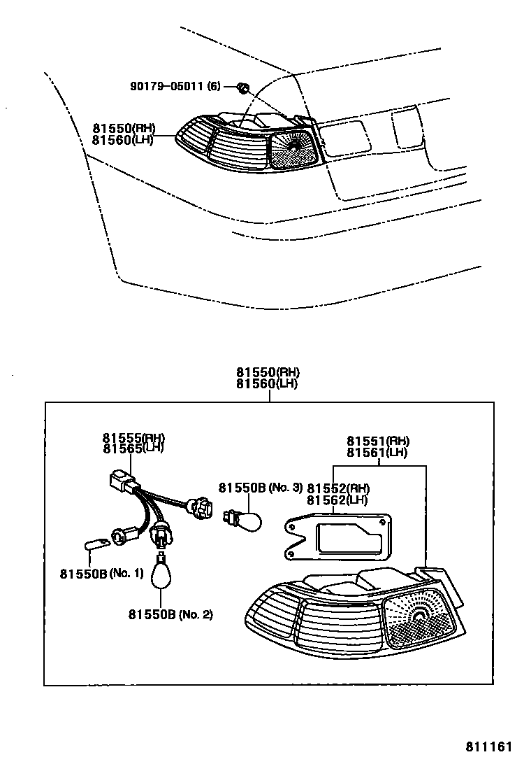 Toyota CAMRY 后组合灯 EPC diagram — 811161