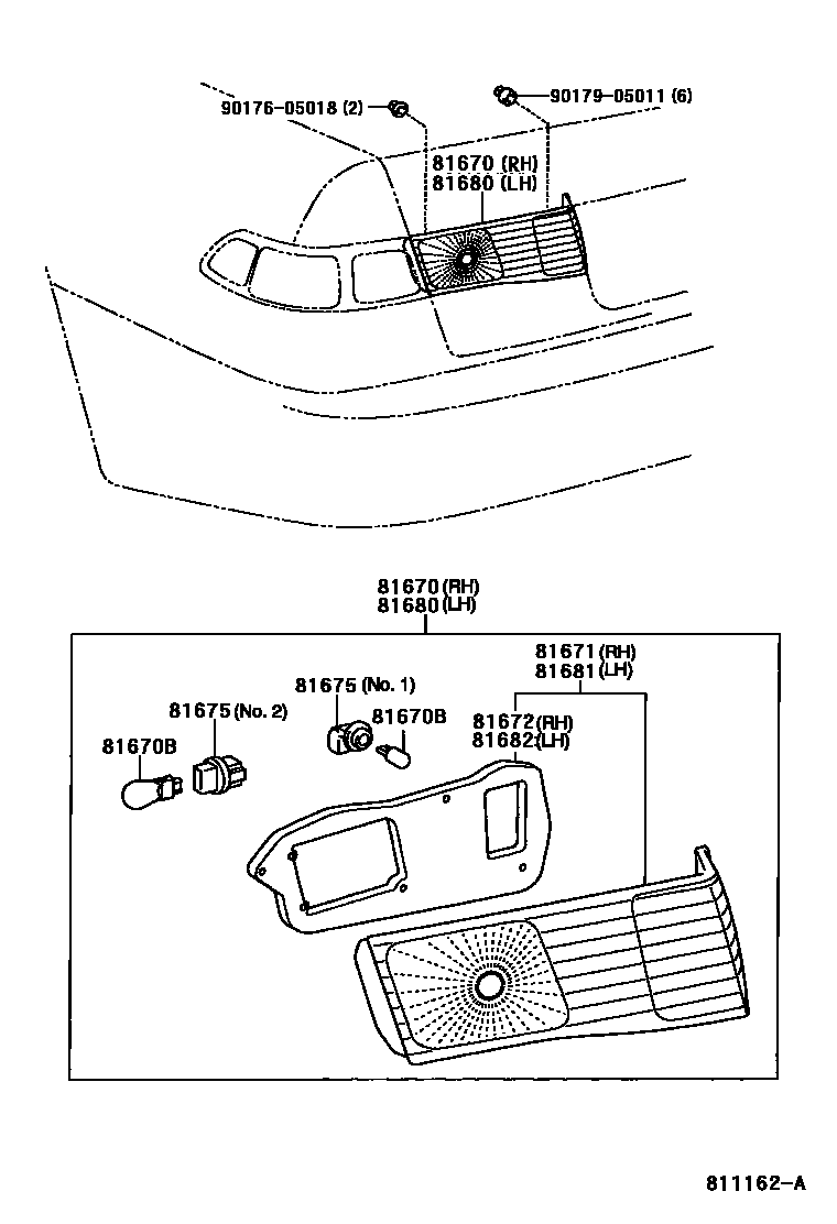 Toyota CAMRY 倒车灯 EPC diagram — 811162A