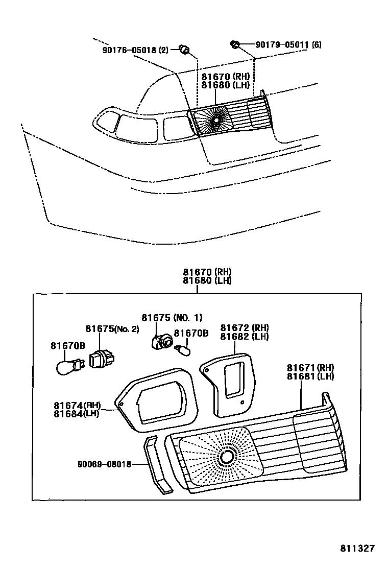 Toyota CAMRY 倒车灯 EPC diagram — 811327