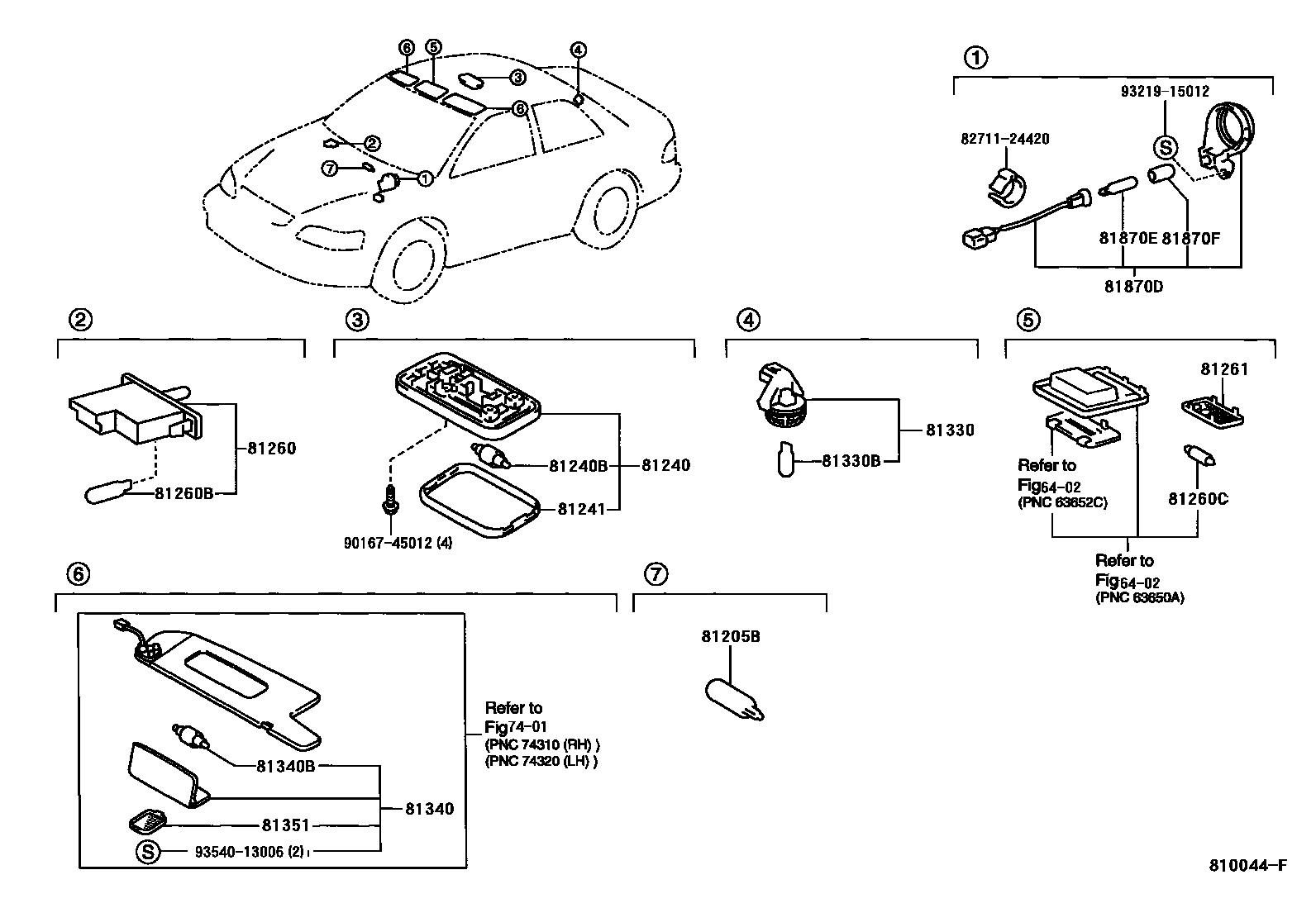 Toyota CAMRY 车内灯 EPC diagram — 810044F