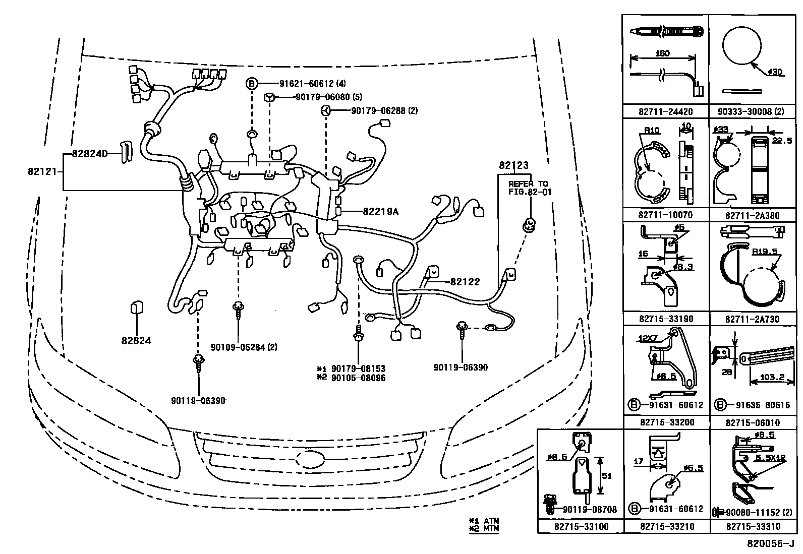 Toyota CAMRY 线束和卡夹 EPC diagram — 820056J