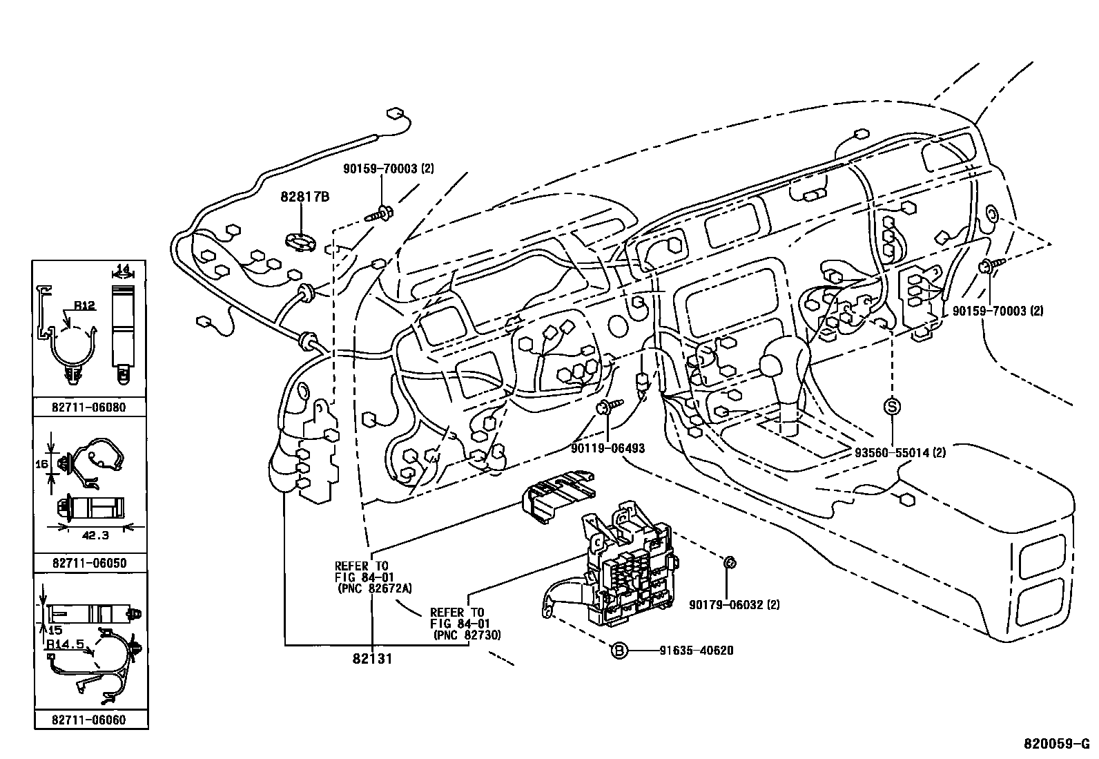 Toyota CAMRY 线束和卡夹 EPC diagram — 820059G