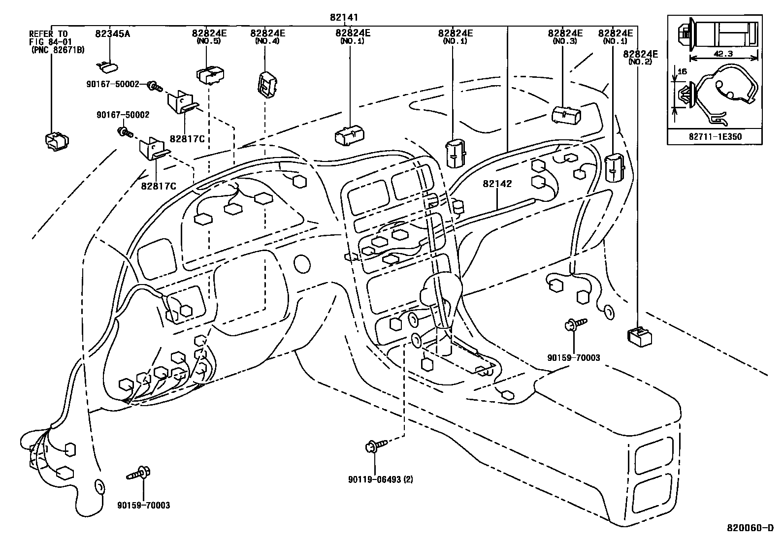 Toyota CAMRY 线束和卡夹 EPC diagram — 820060D