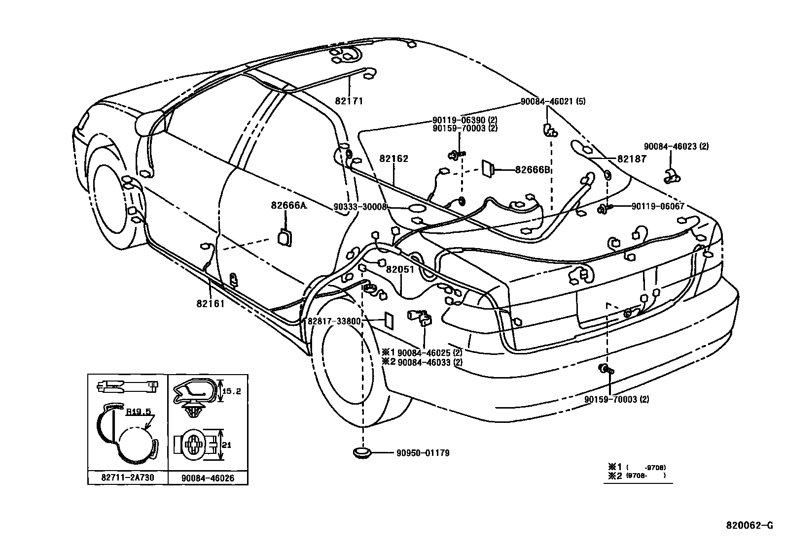 Toyota CAMRY 线束和卡夹 EPC diagram — 820062G