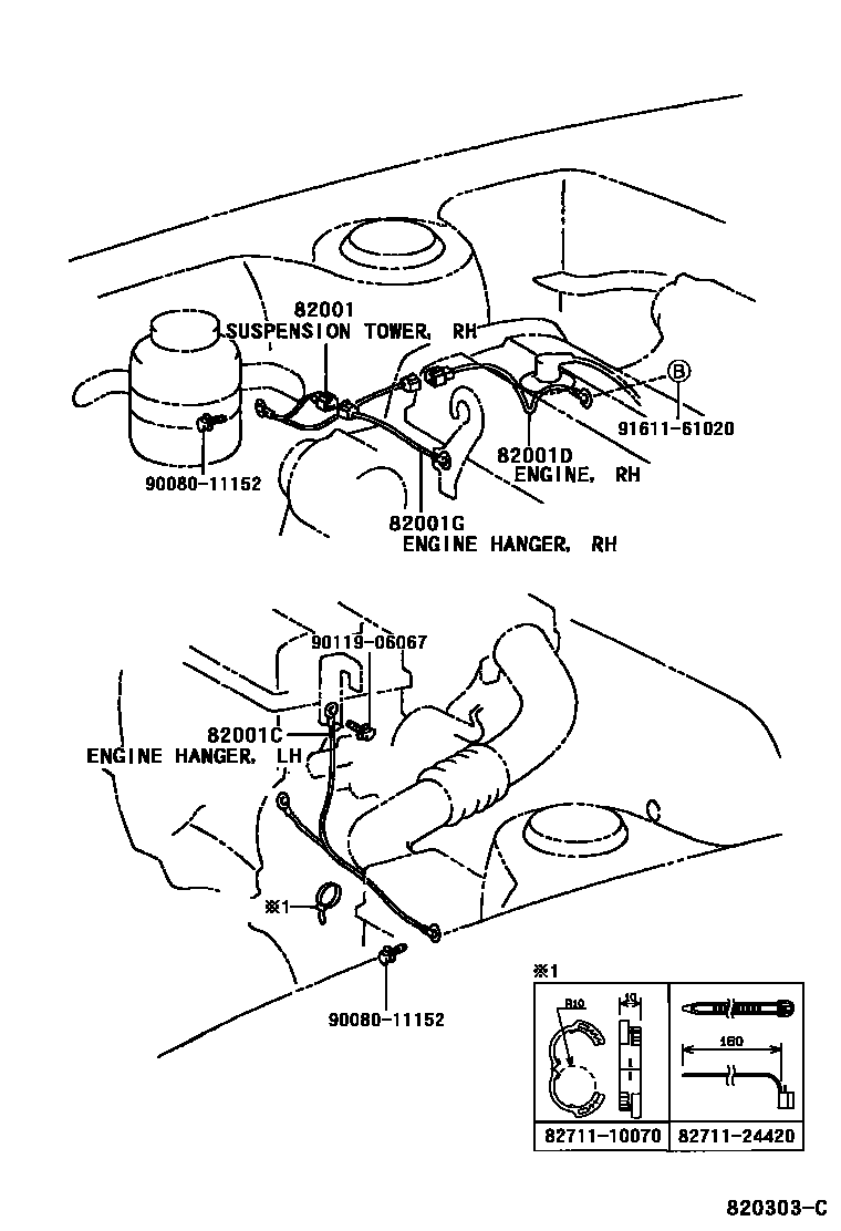 Toyota CAMRY 线束和卡夹 EPC diagram — 820303C