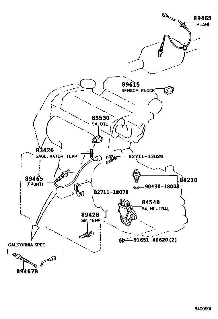 Toyota CAMRY 开关和继电器和ECU EPC diagram — 840099I