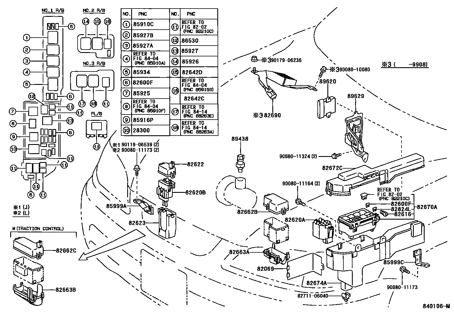 Toyota CAMRY 开关和继电器和ECU EPC diagram — 840106M