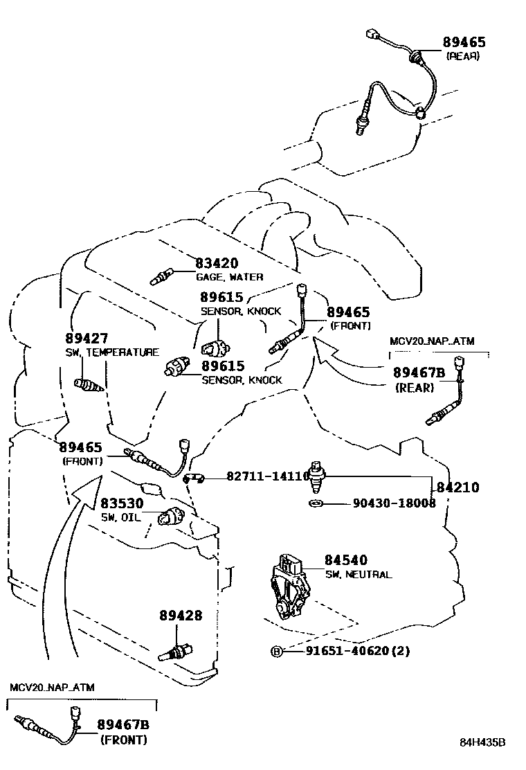 Toyota CAMRY 开关和继电器和ECU EPC diagram — 84H435B