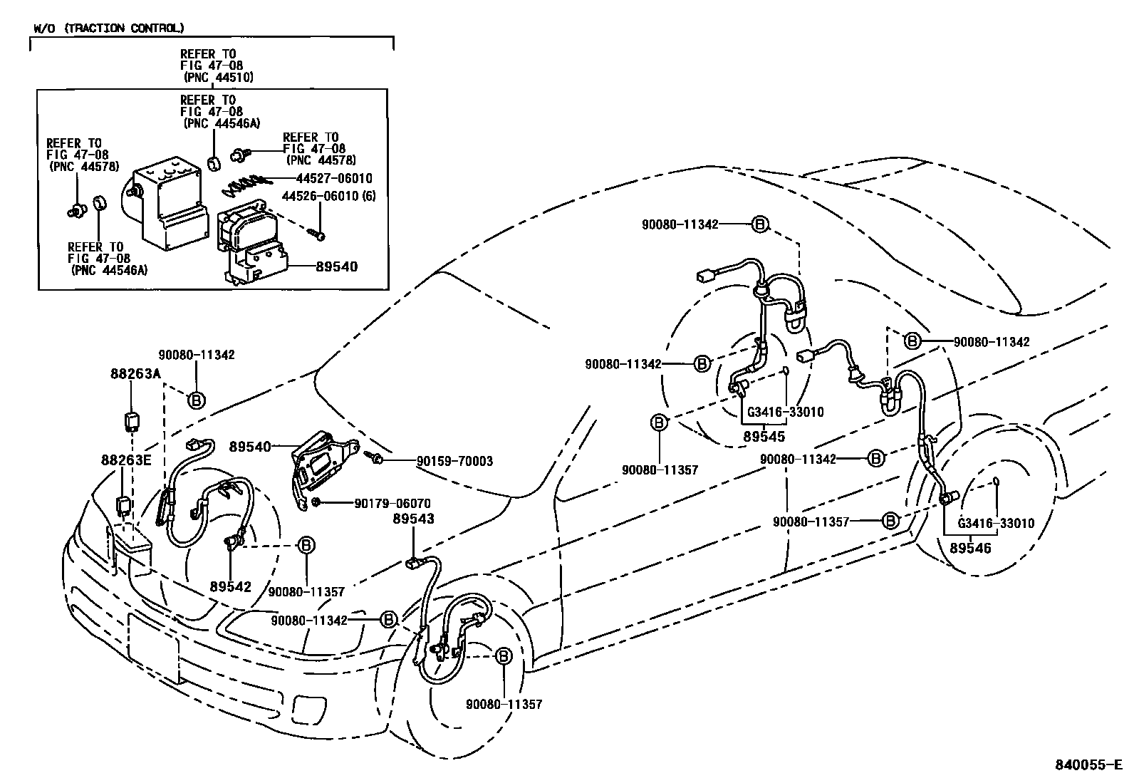 Toyota CAMRY ABS 和 VSC EPC diagram — 840055E