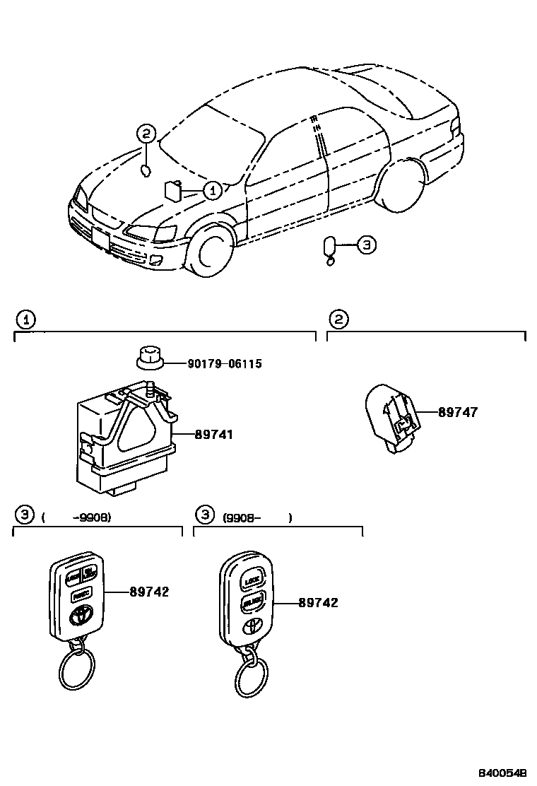 Toyota CAMRY 遥控门锁 EPC diagram — 840054B