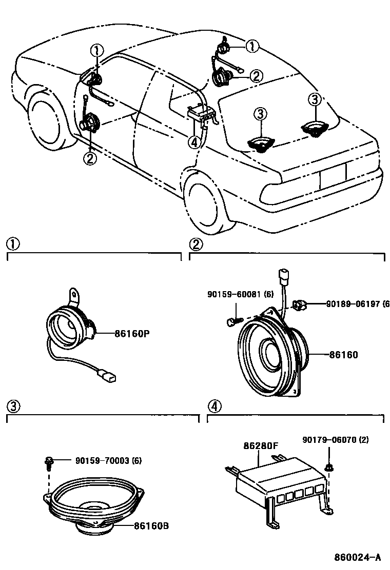 Toyota CAMRY 扬声器 EPC diagram — 860024A