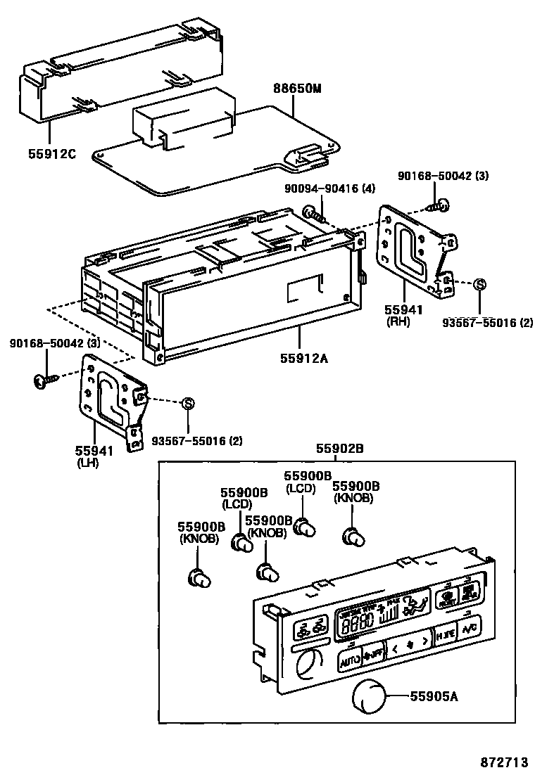 Toyota CAMRY 暖风和空调系统 - 控制器和风管 EPC diagram — 872713