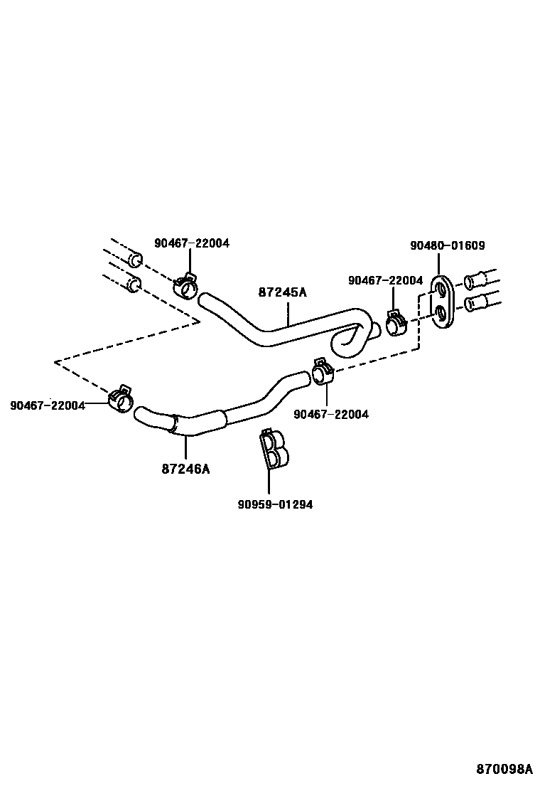 Toyota CAMRY 暖风和空调系统 - 水管 EPC diagram — 870098A