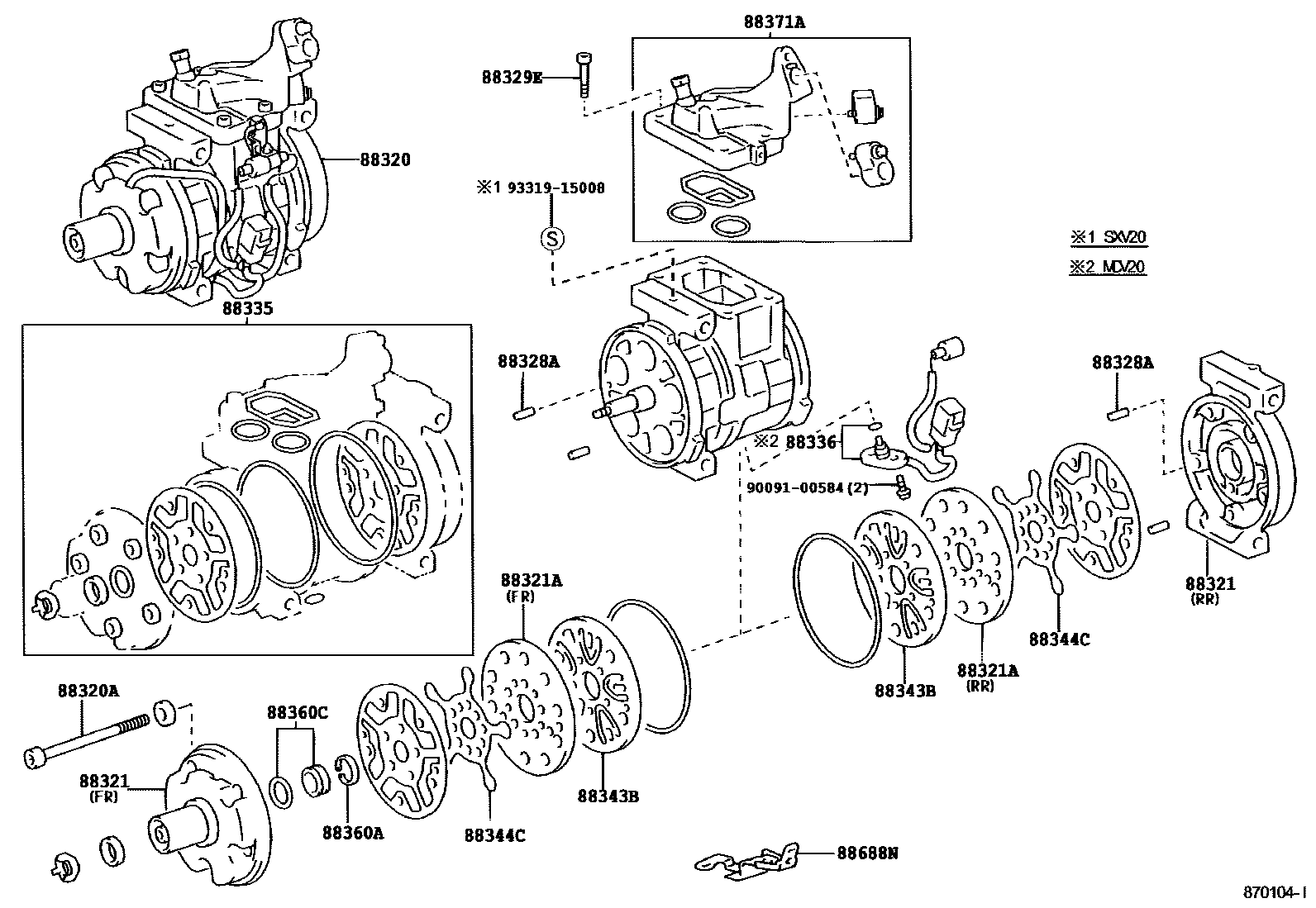 Toyota CAMRY Heating & Air Conditioning - Compressor EPC diagram — 870104I