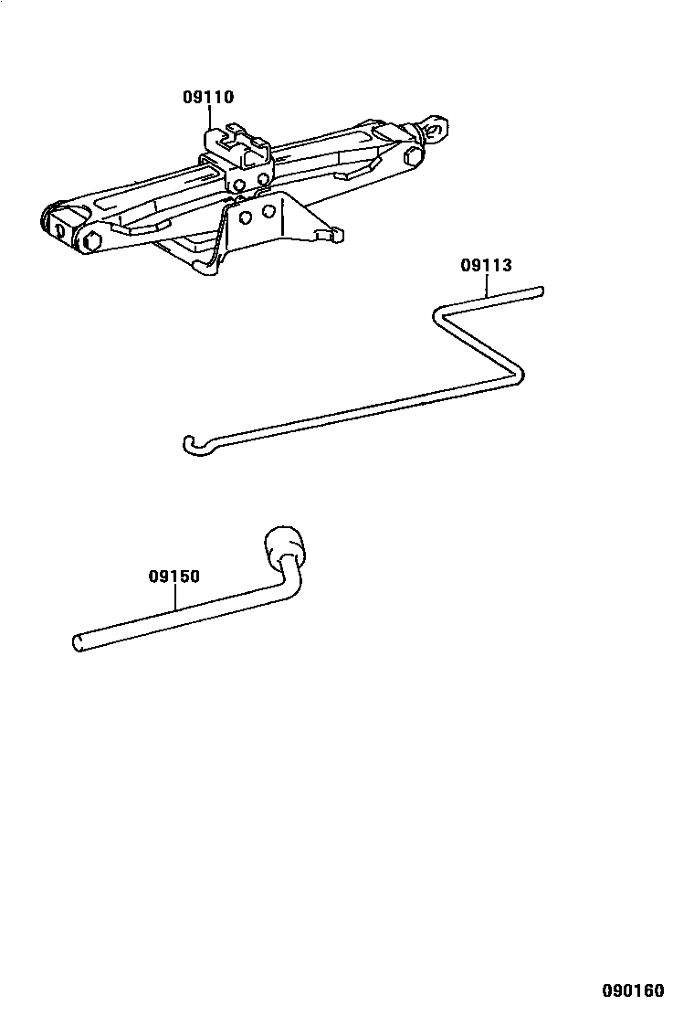Toyota CAMRY Standard Tools EPC diagram — 090160