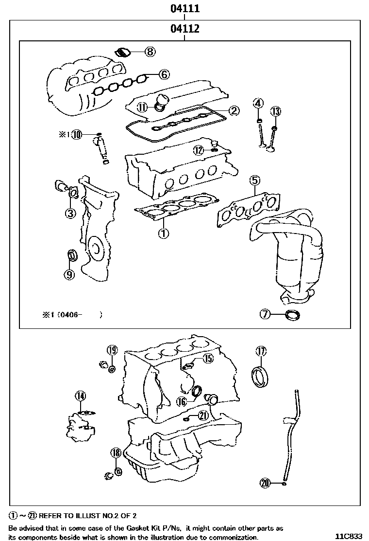 Toyota CAMRY Engine Overhaul Gasket Kit EPC diagram — 11C833
