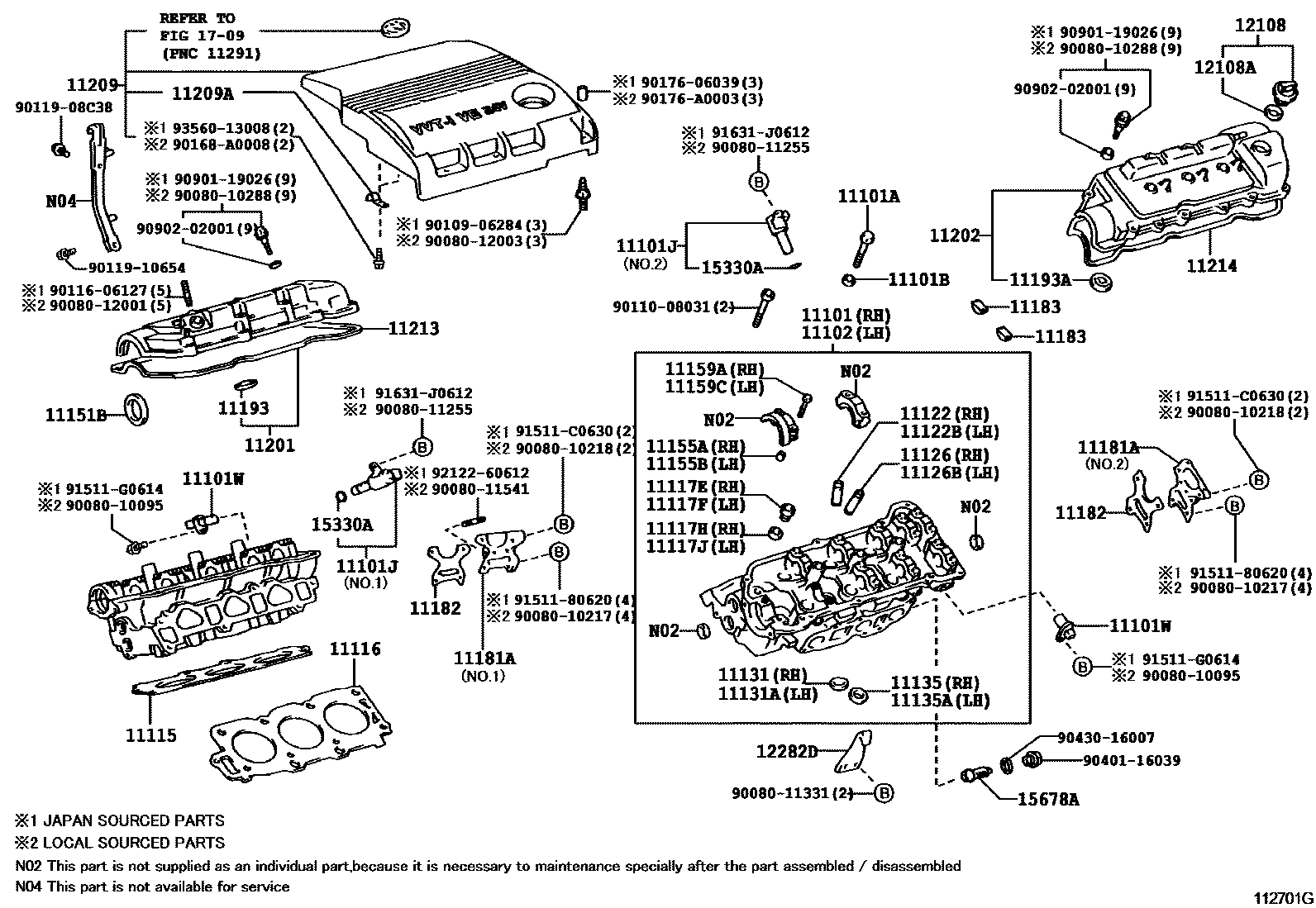 Toyota CAMRY Cylinder Head EPC diagram — 112701G