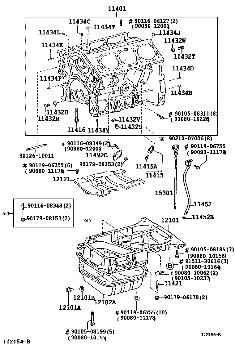 Toyota CAMRY Cylinder Block EPC diagram — 112154E