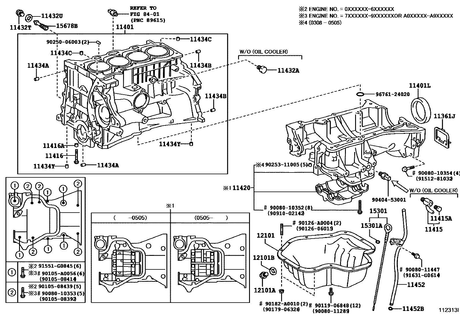 Toyota CAMRY Cylinder Block EPC diagram — 112313I