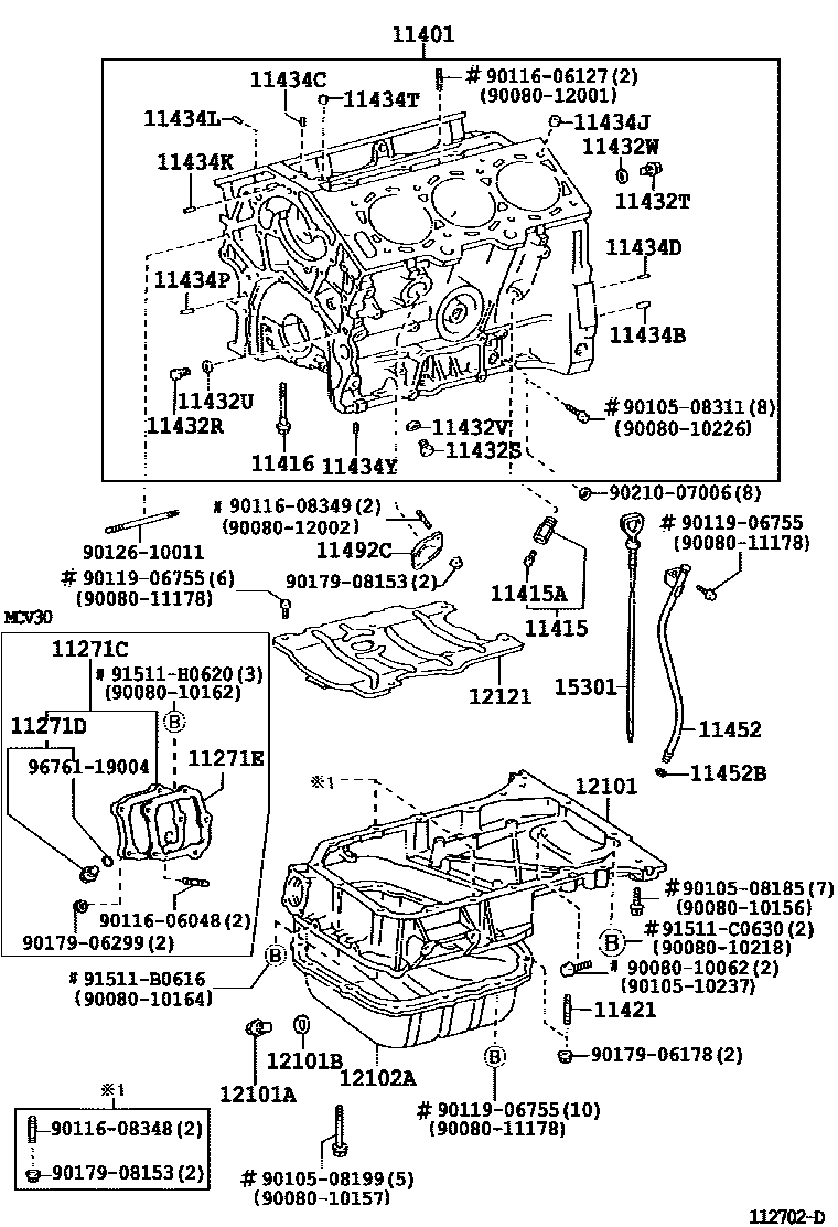 Toyota CAMRY Cylinder Block EPC diagram — 112702D