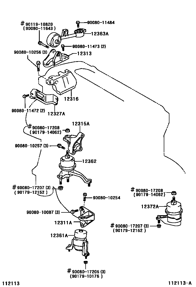 Toyota CAMRY Engine Mounting EPC diagram — 112113A