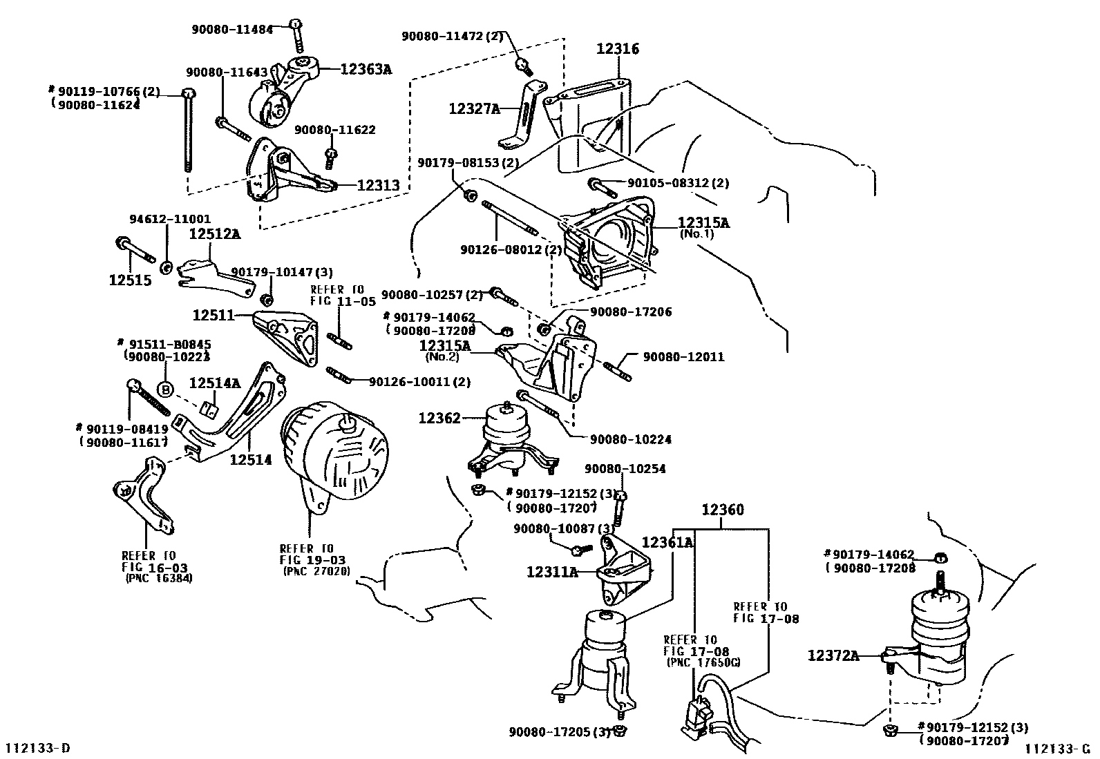 Toyota CAMRY Engine Mounting EPC diagram — 112133H