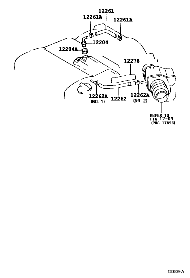 Toyota CAMRY Ventilation Hose EPC diagram — 120209A