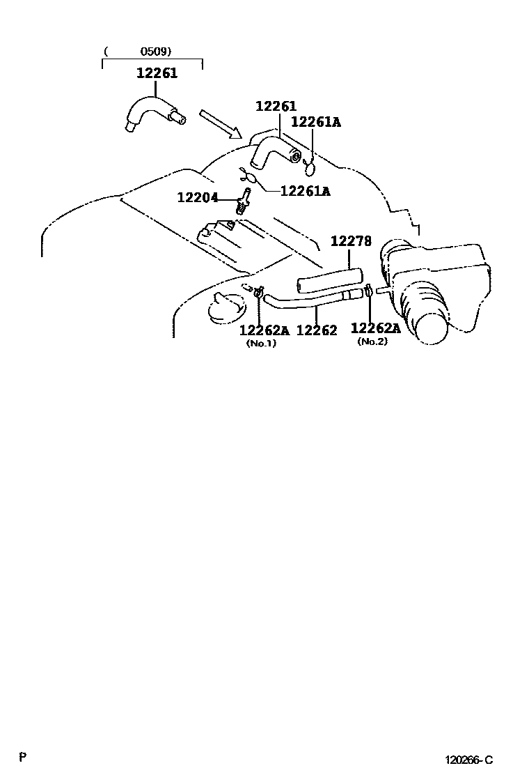 Toyota CAMRY Ventilation Hose EPC diagram — 120266C