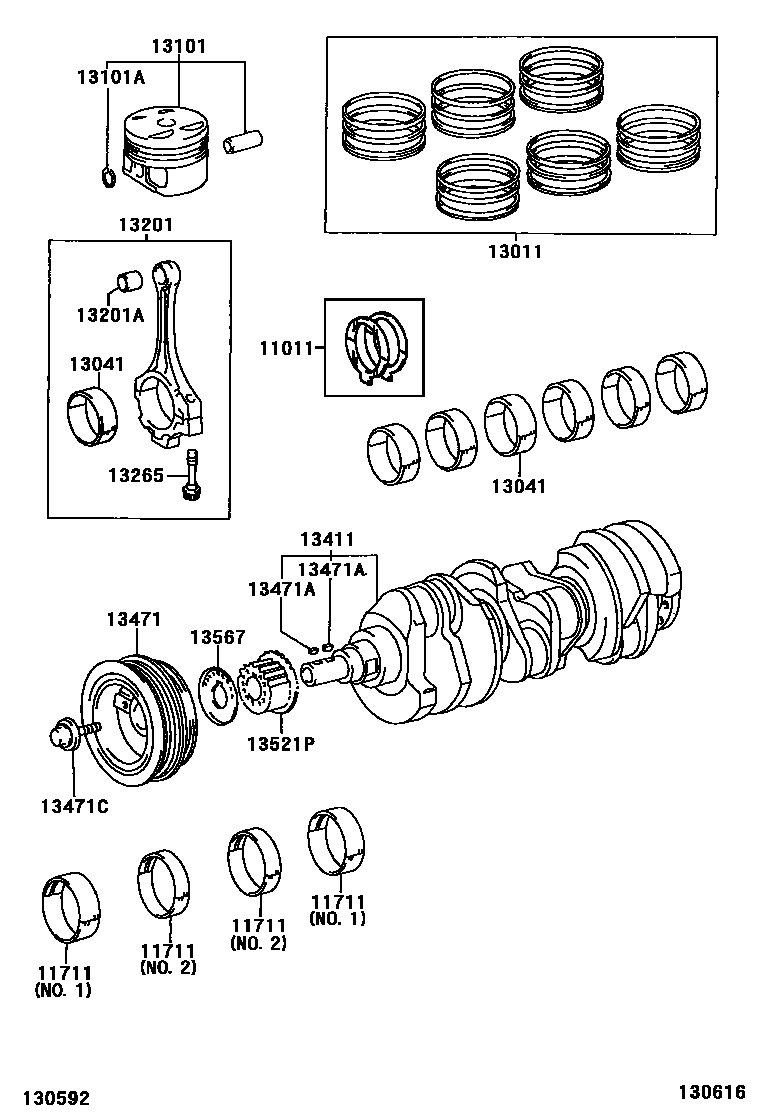 Toyota CAMRY Crankshaft & Piston EPC diagram — 130616